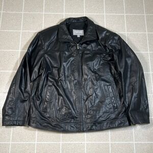 M Julian Wilsons Leather Jacket Mens XL Black Thinsulate Lined Coat Full Zip Y2K